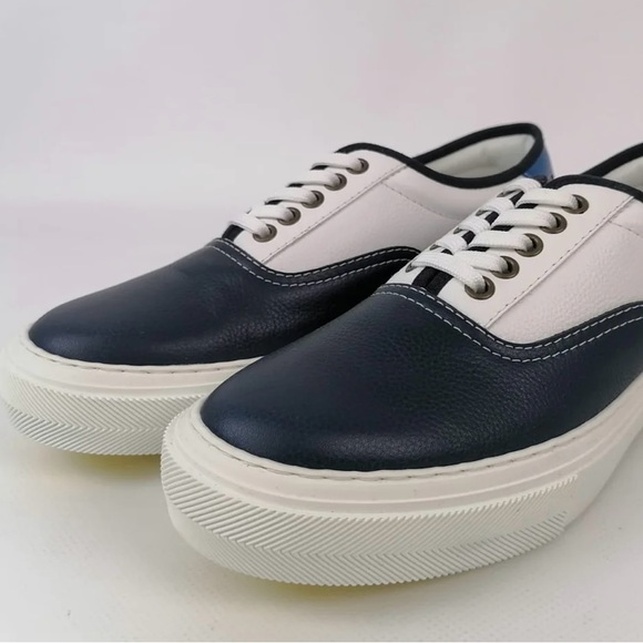 Louis Vuitton leather sneakers with red, blue, and white pattern. - Picture 8 of 14